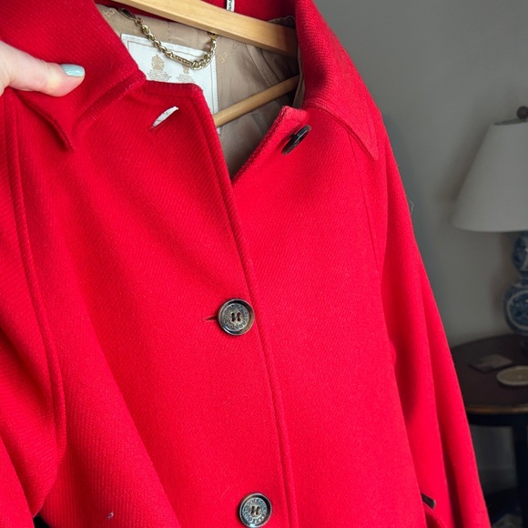 Barbour Alberta Red Wool Belted Pea Coat - Picture 14 of 16